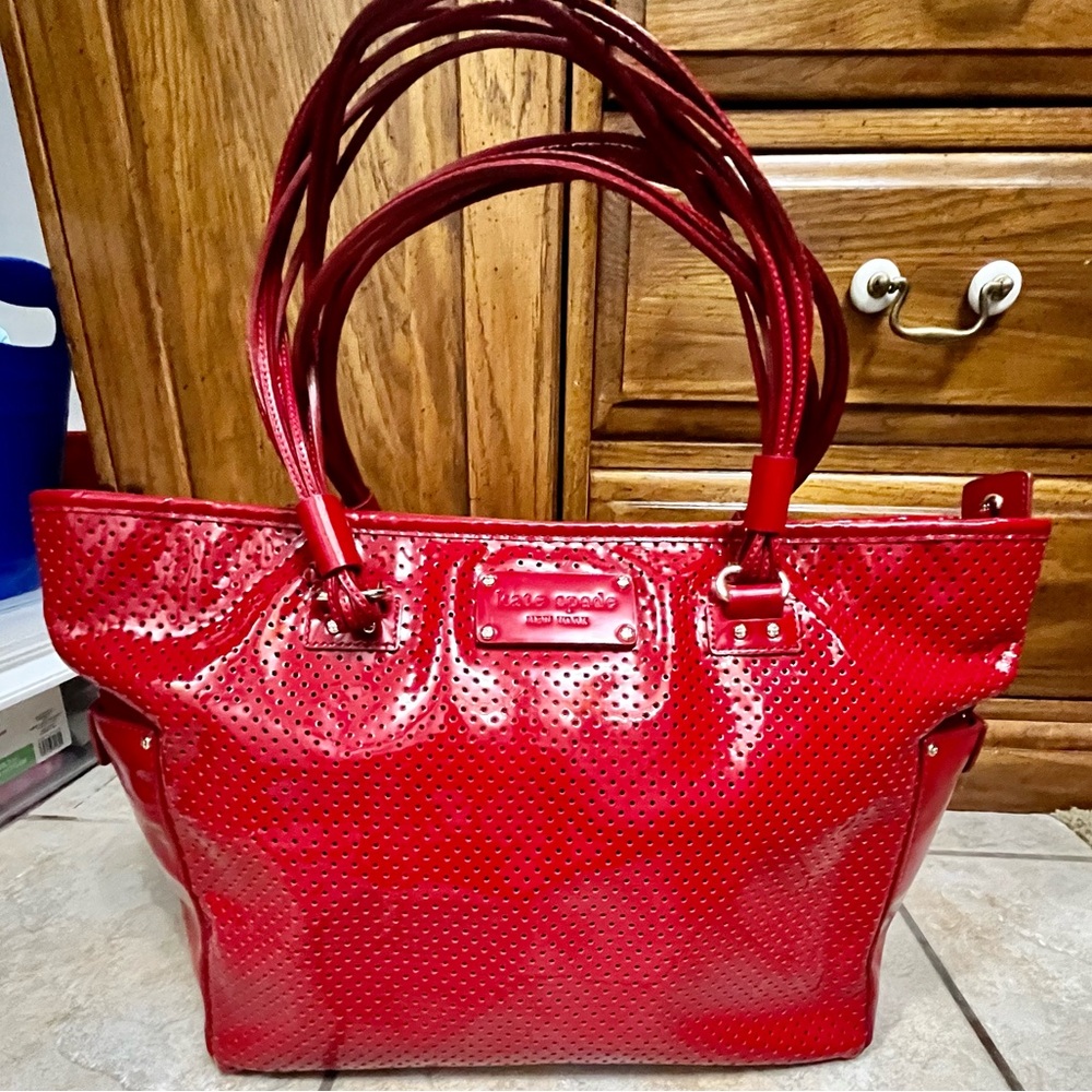 Gorgeous Red  Patent Leather Spade Tote